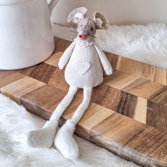 Cream Fabric Sitting Mouse