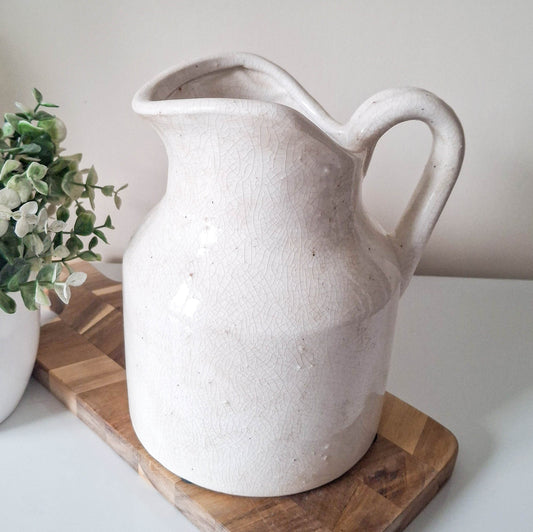 Rustic Cream Crackle Textured Jug