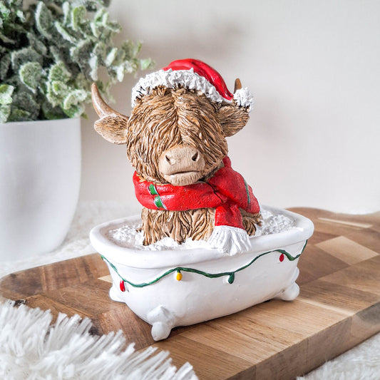 Christmas Highland Cow in Bath