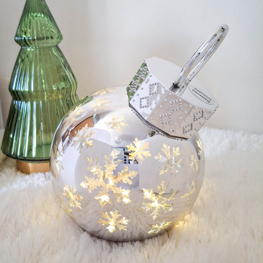 Silver Snowflake LED Bauble Ornament