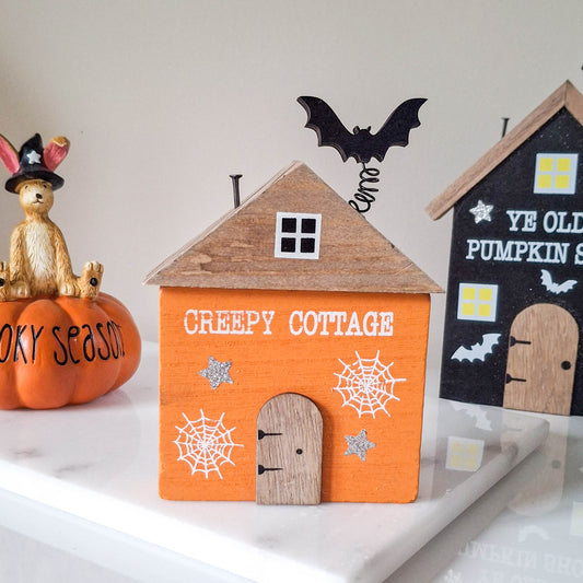 Creepy Cottage Orange Wooden Plaque