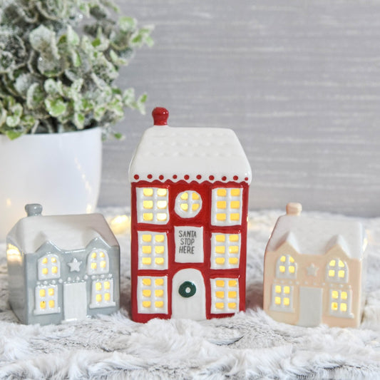 Light Up LED Christmas Houses Set of 3