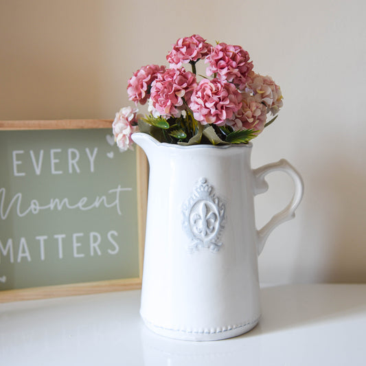 White Fleur De Lys Jug