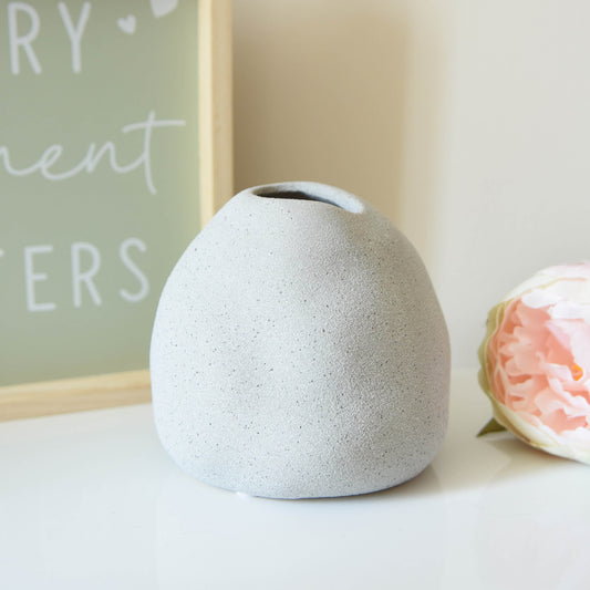 Small Grey Organic Textured Stoneware Vase