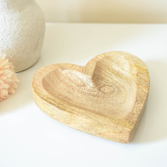 Natural Wood Heart Trinket Dish