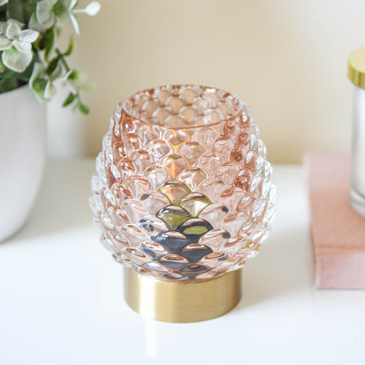 Luxe Pink Pinecone LED Glass Lamp