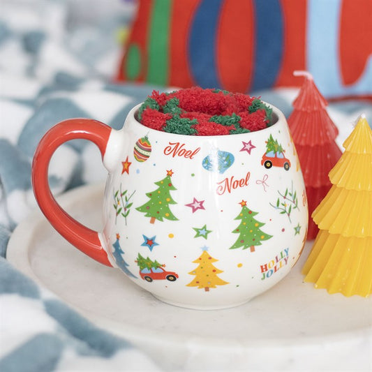 Nostalgic Christmas Print Mug & Socks Set