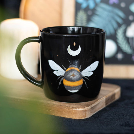 Forest Bee Black Ceramic Mug