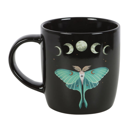 Luna Moth Black Ceramic Mug