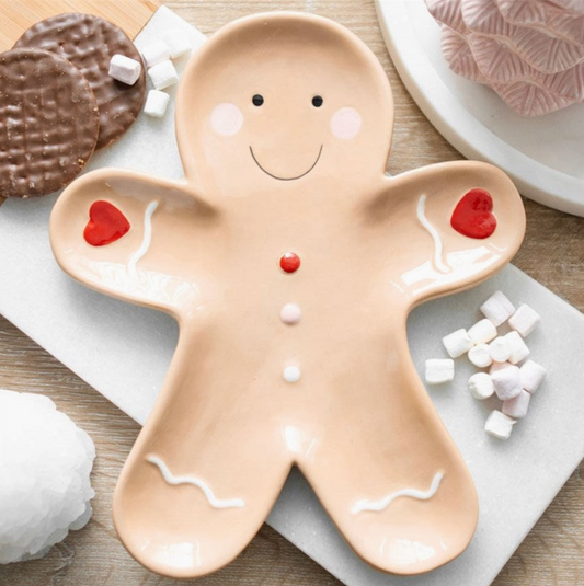 Festive Gingerbread Man Ceramic Serving Plate