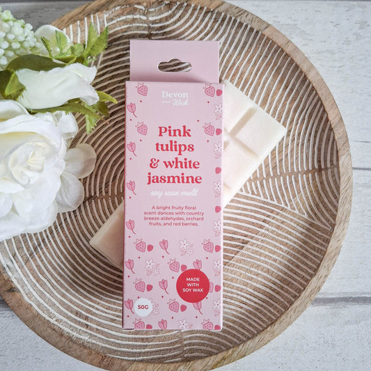 Pink Tulips & White Jasmine Mini Wax Melt Snap Bar