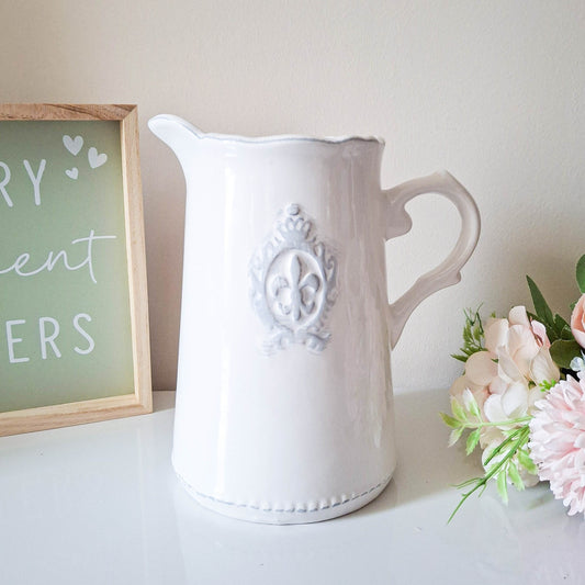White Fleur De Lys Jug