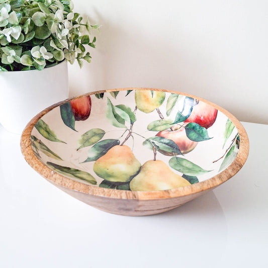 Apple & Pears Mango Wood Bowl