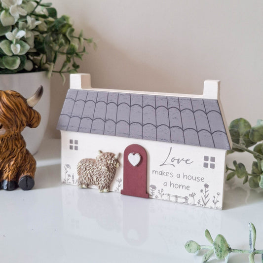 Highland Cow Love House Plaque