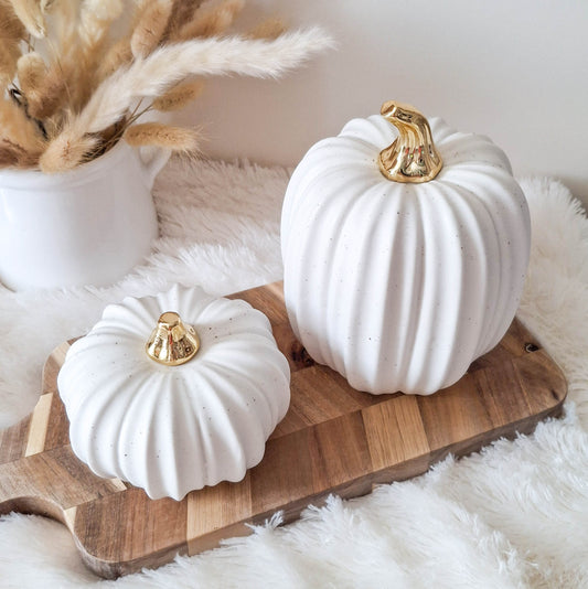 White Ceramic Pumpkin Ornament