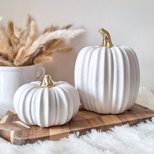 White Ceramic Pumpkin Ornament