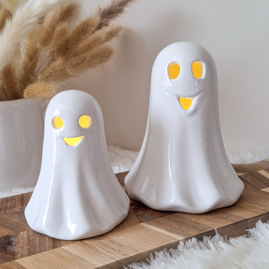White Ceramic LED Ghost Decoration
