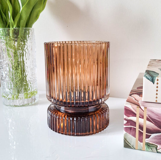 BACK JULY Bronze Ridge Glass LED Lamp