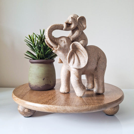 Round Mango Wood Styling Tray with Feet