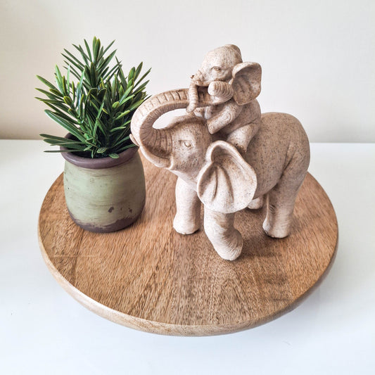 Round Mango Wood Styling Tray with Feet