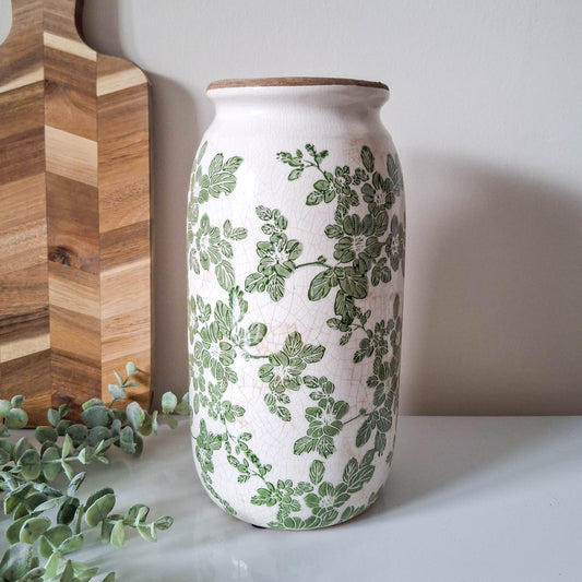 Green Clematis Tall Vase
