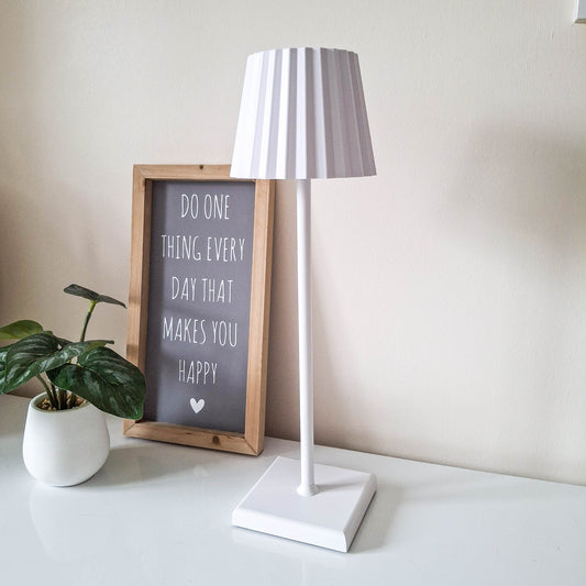 White Square Base USB LED Touch Table Lamp