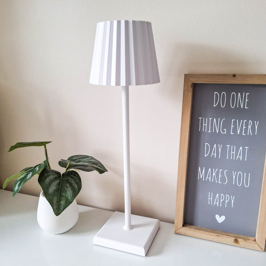 White Square Base USB LED Touch Table Lamp