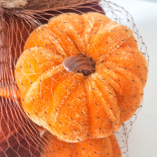Bag Of Small Velvet Pumpkins