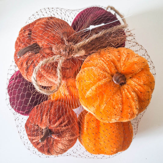 Bag Of Small Velvet Pumpkins