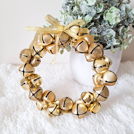 Gold Jingle Bell Metal Wreath