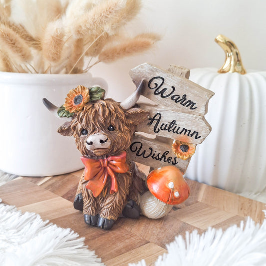 Warm Autumn Wishes Highland Cow Ornament