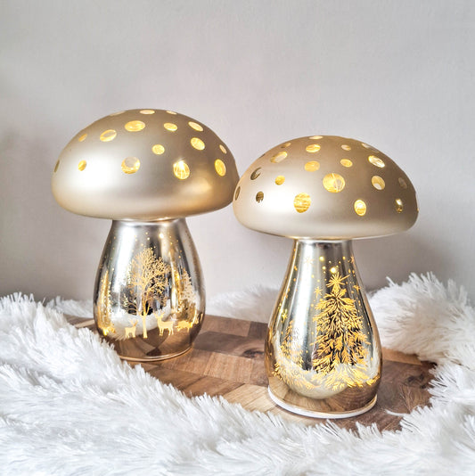 Champagne Gold LED Christmas Mushroom