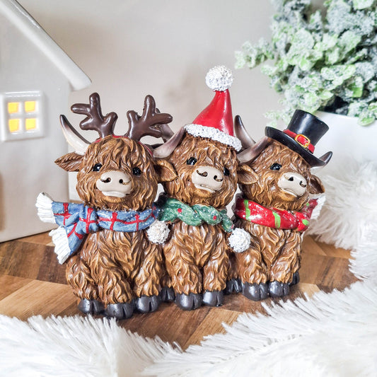Christmas Highland Cow Trio