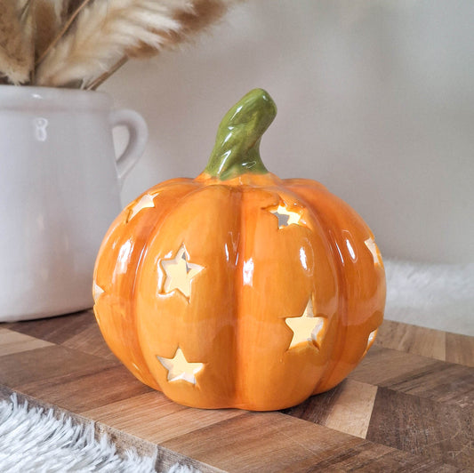 Orange Ceramic LED Star Pumpkin
