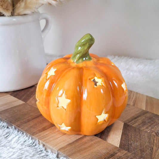 Orange Ceramic LED Star Pumpkin