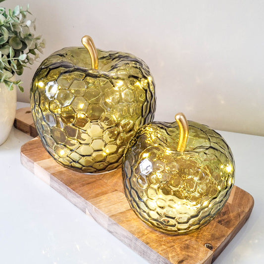 Green Textured Glass LED Apple