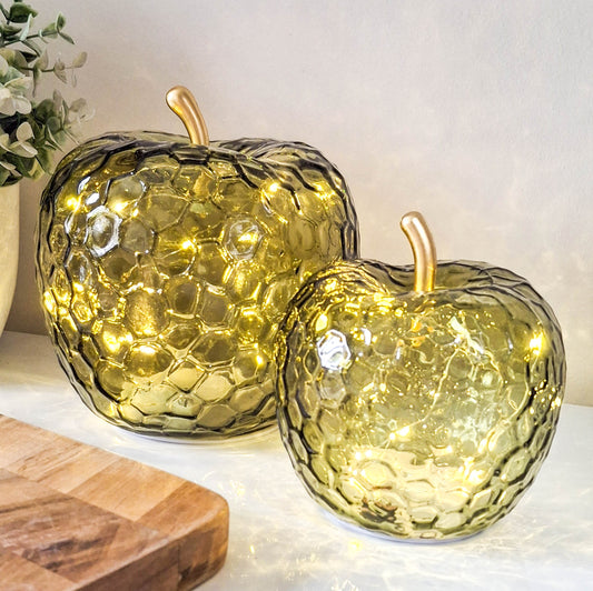 Green Textured Glass LED Apple