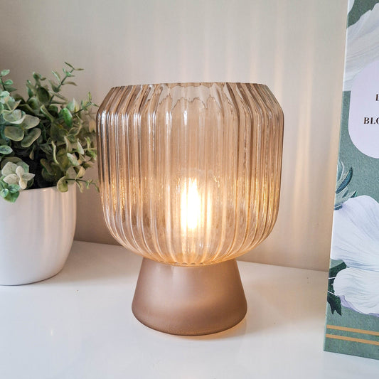 Taupe LED Ripple Glass Lamp