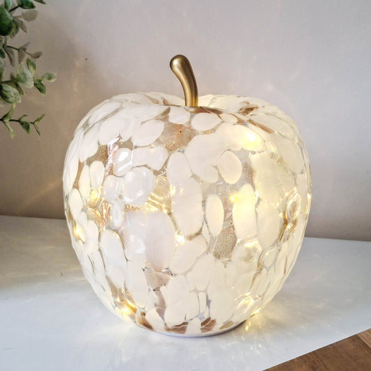 White & Bronze Patterned LED Glass Apple