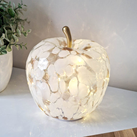 White & Bronze Patterned LED Glass Apple