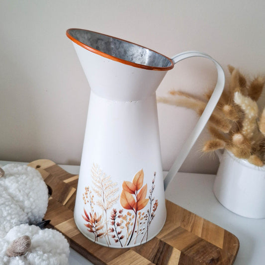 Tall Autumn Leaf Tin Jug Vase