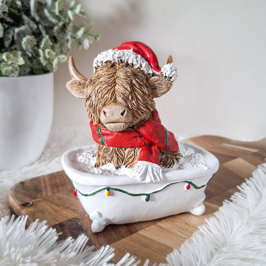 Christmas Highland Cow in Bath