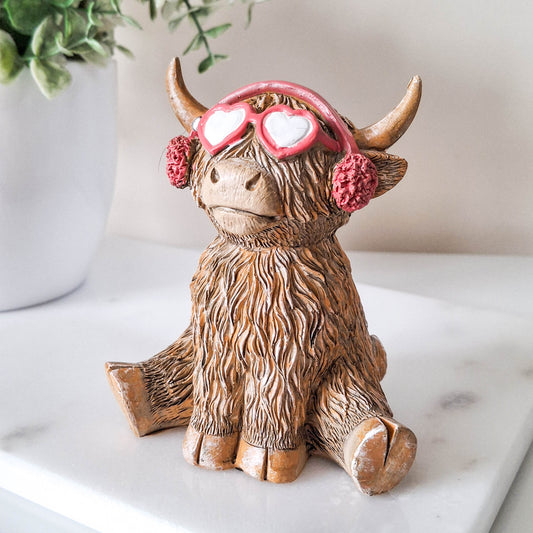 Ear Moofs Happy Highland Cow Figurine