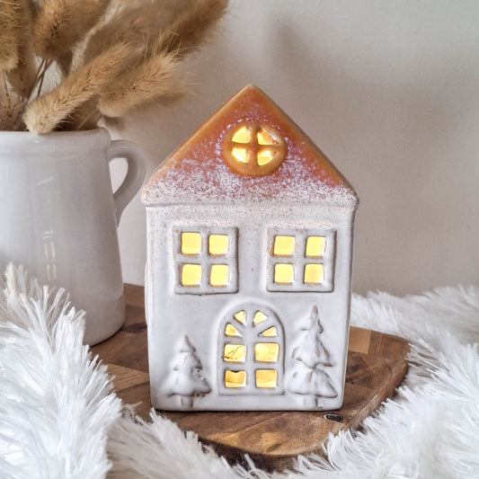Orange Roof Ceramic LED House