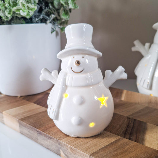 Small Frosty Snowman White LED Ornament