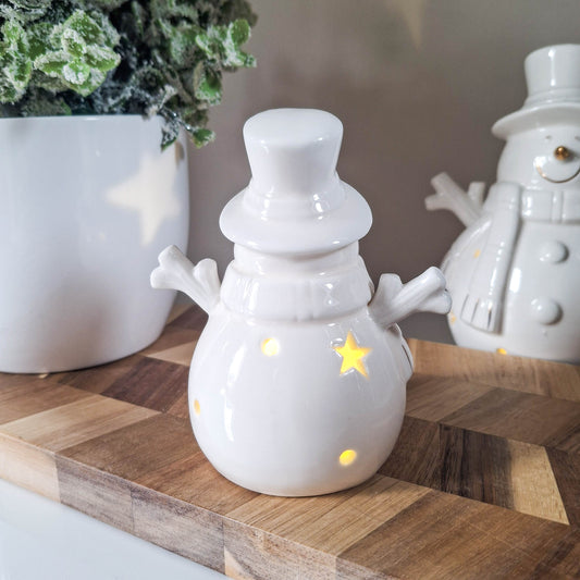 Small Frosty Snowman White LED Ornament