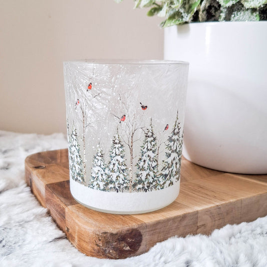 Snowy Trees & Robins Tealight Holder