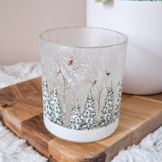 Snowy Trees & Robins Tealight Holder