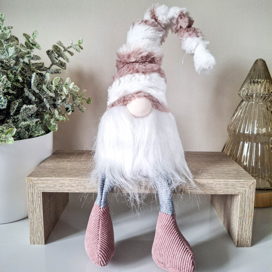 Pink & Cream Fur Hat Sitting Gonk