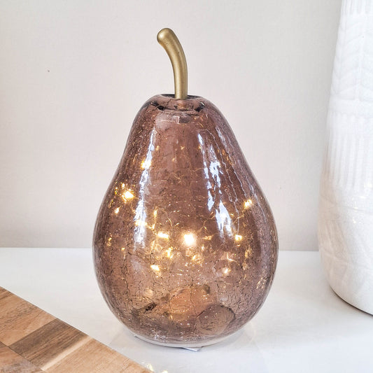 Bronze Crackled Glass LED Pear